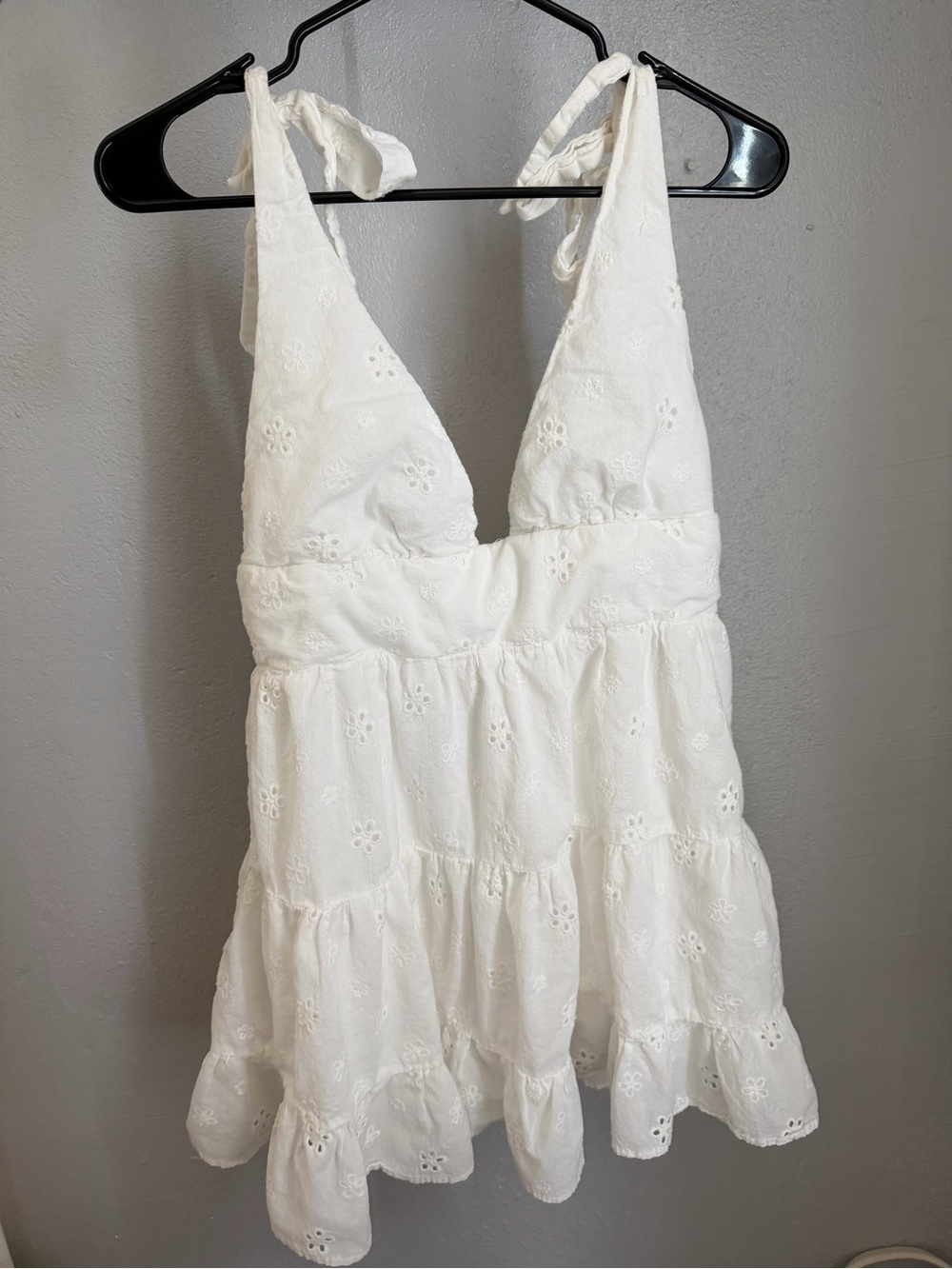 Princess Polly White Eyelet Tie-Shoulder Mini Dress